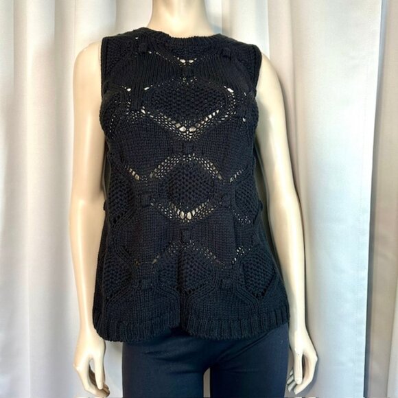 Vince Camuto Women's Crewneck Sleeveless Open-Stitch Sweater Vest Size Med - Picture 1 of 7